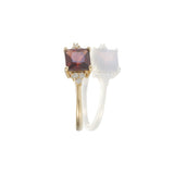 14KT Yellow Gold Square Garnet and Diamond Ring