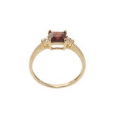 14KT Yellow Gold Square Garnet and Diamond Ring