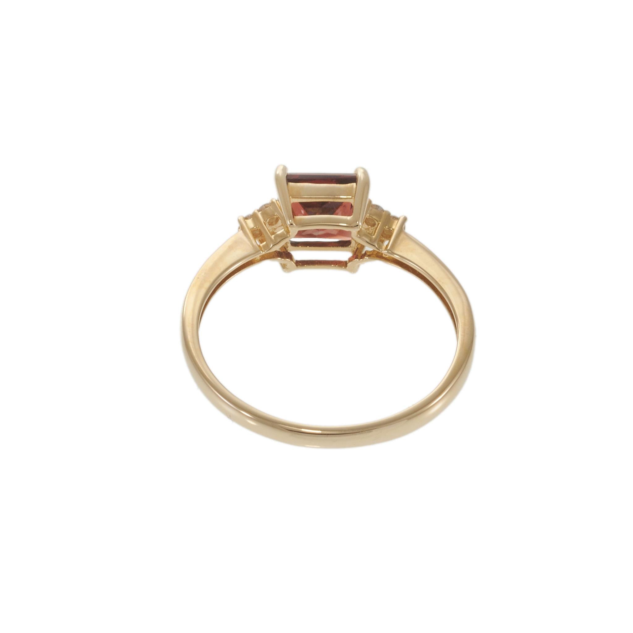 14KT Yellow Gold Square Garnet and Diamond Ring