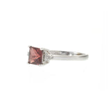 14KT White Gold Square Cut Garnet and Diamond Ring