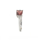 14KT White Gold Square Cut Garnet and Diamond Ring