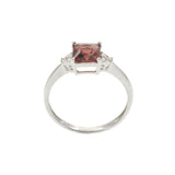 14KT White Gold Square Cut Garnet and Diamond Ring