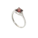 14KT White Gold Square Cut Garnet and Diamond Ring