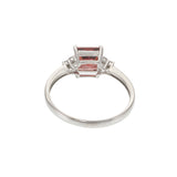 14KT White Gold Square Cut Garnet and Diamond Ring