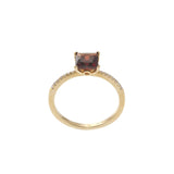 14KT Yellow Gold Square Cut Garnet and Diamond Pavé Ring