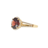 14KT Yellow Gold 4.21CT Round Garnet Diamond Halo Split Shank Ring
