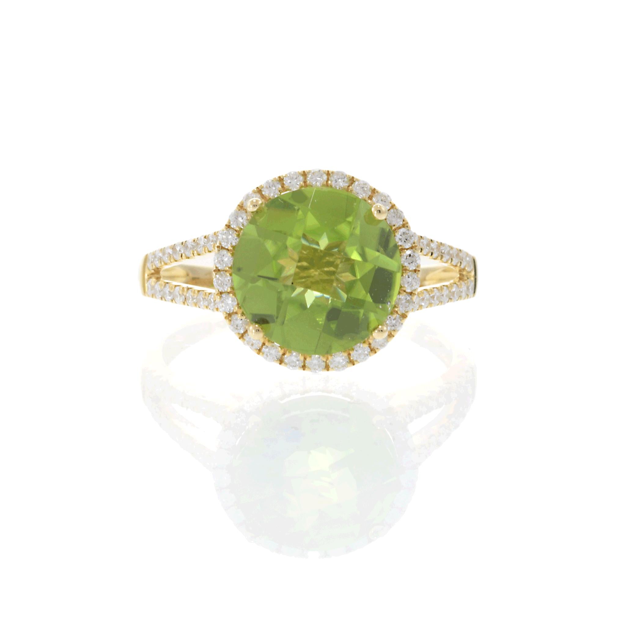 14KT Yellow Gold Peridot and Diamond Ring