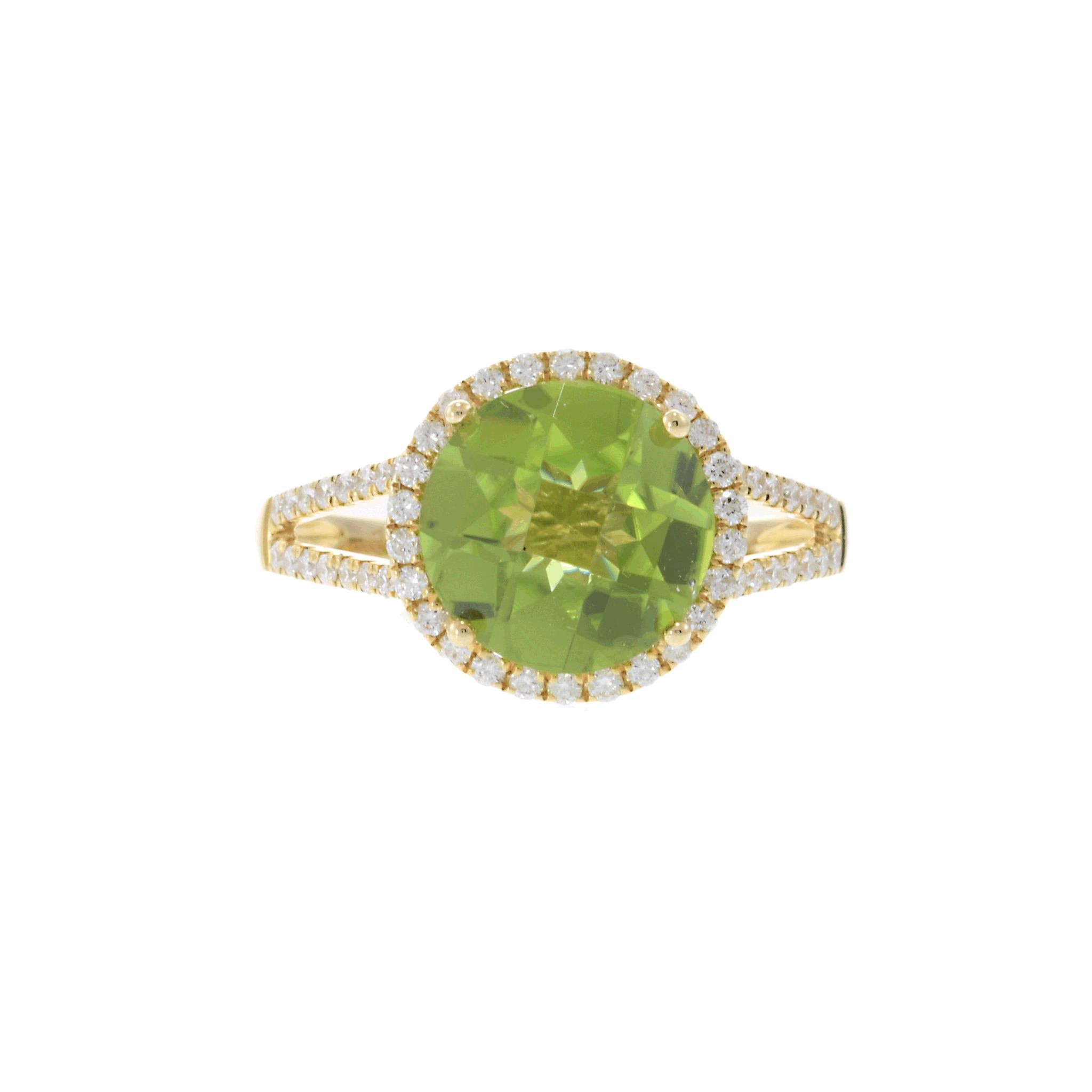 14KT Yellow Gold Peridot and Diamond Ring