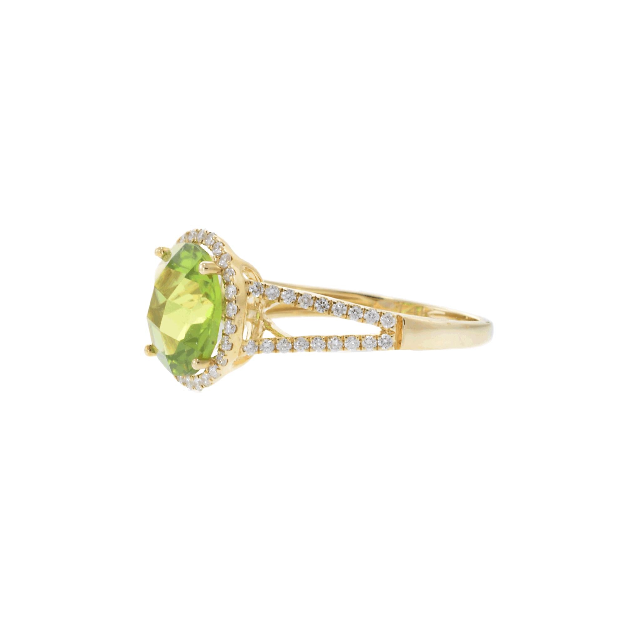 14KT Yellow Gold Peridot and Diamond Ring