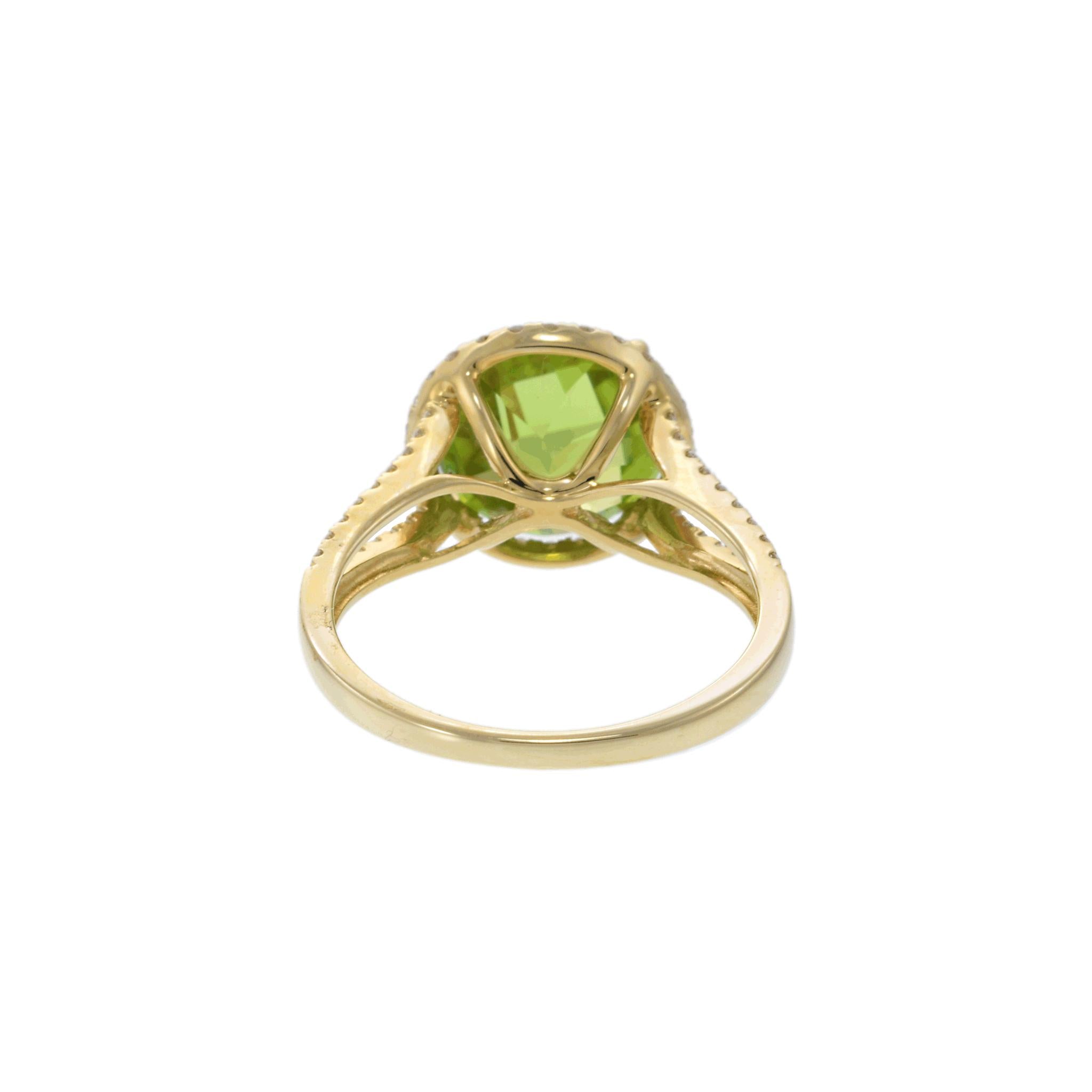 14KT Yellow Gold Peridot and Diamond Ring