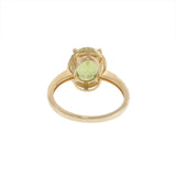 14KT Yellow Gold Oval Peridot Diamond Halo Ring Plain Shank