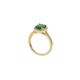 14KT Yellow Gold Oval Cut Emerald and Diamond Halo Ring