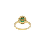 14KT Yellow Gold Oval Cut Emerald and Diamond Halo Ring