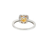 14KT White Gold Checkerboard Citrine and Diamond Square Halo Ring