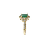 14KT Yellow Gold Oval Cut Emerald and Diamond Halo Ring