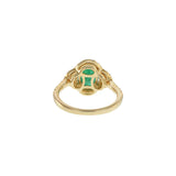 14KT Yellow Gold Oval Cut Emerald and Diamond Halo Ring