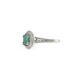 14KT Yellow Gold Oval Cut Emerald and Diamond Double Halo Ring