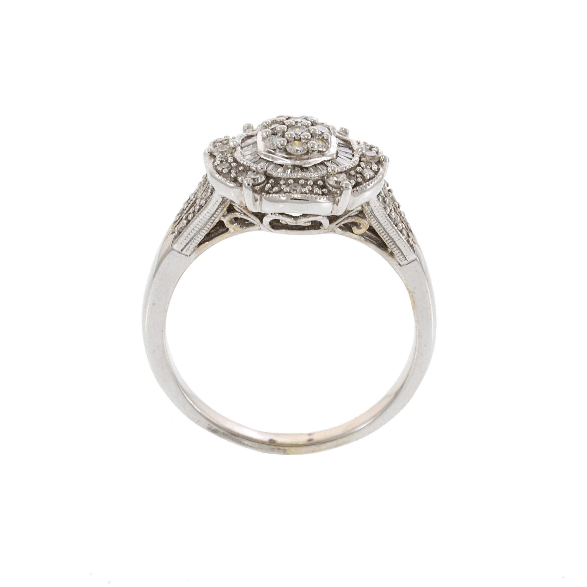 Estate 14KT White Gold Deco Style Diamond Ring