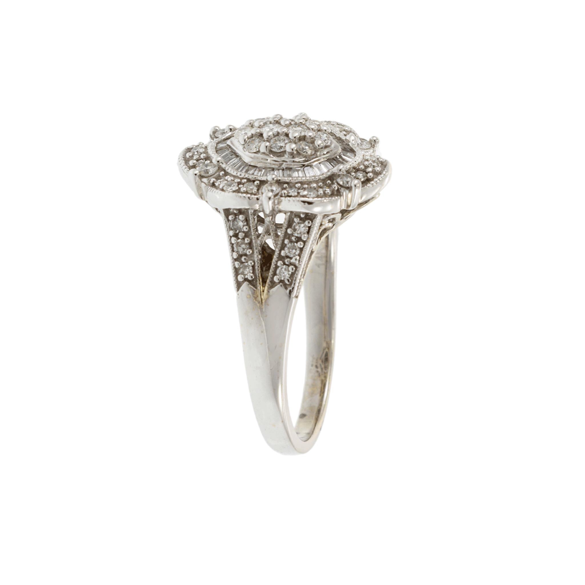 Estate 14KT White Gold Deco Style Diamond Ring