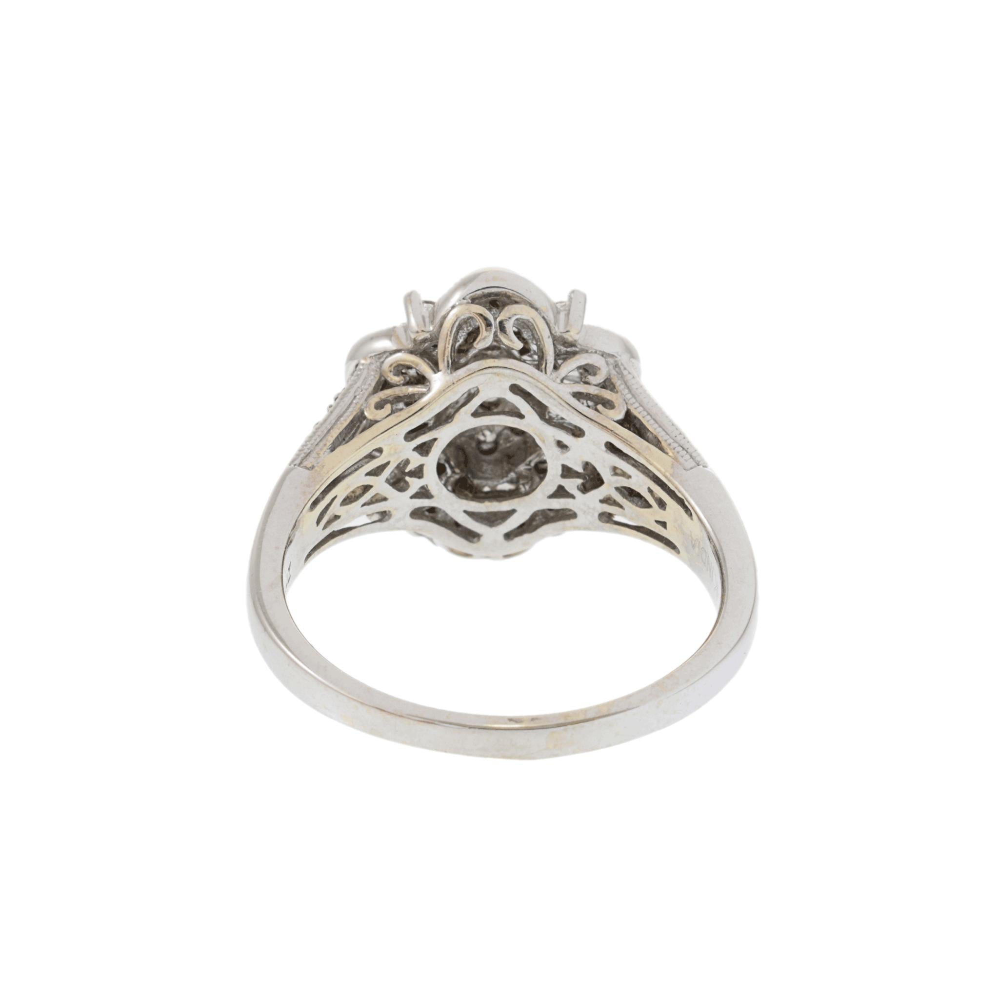 Estate 14KT White Gold Deco Style Diamond Ring