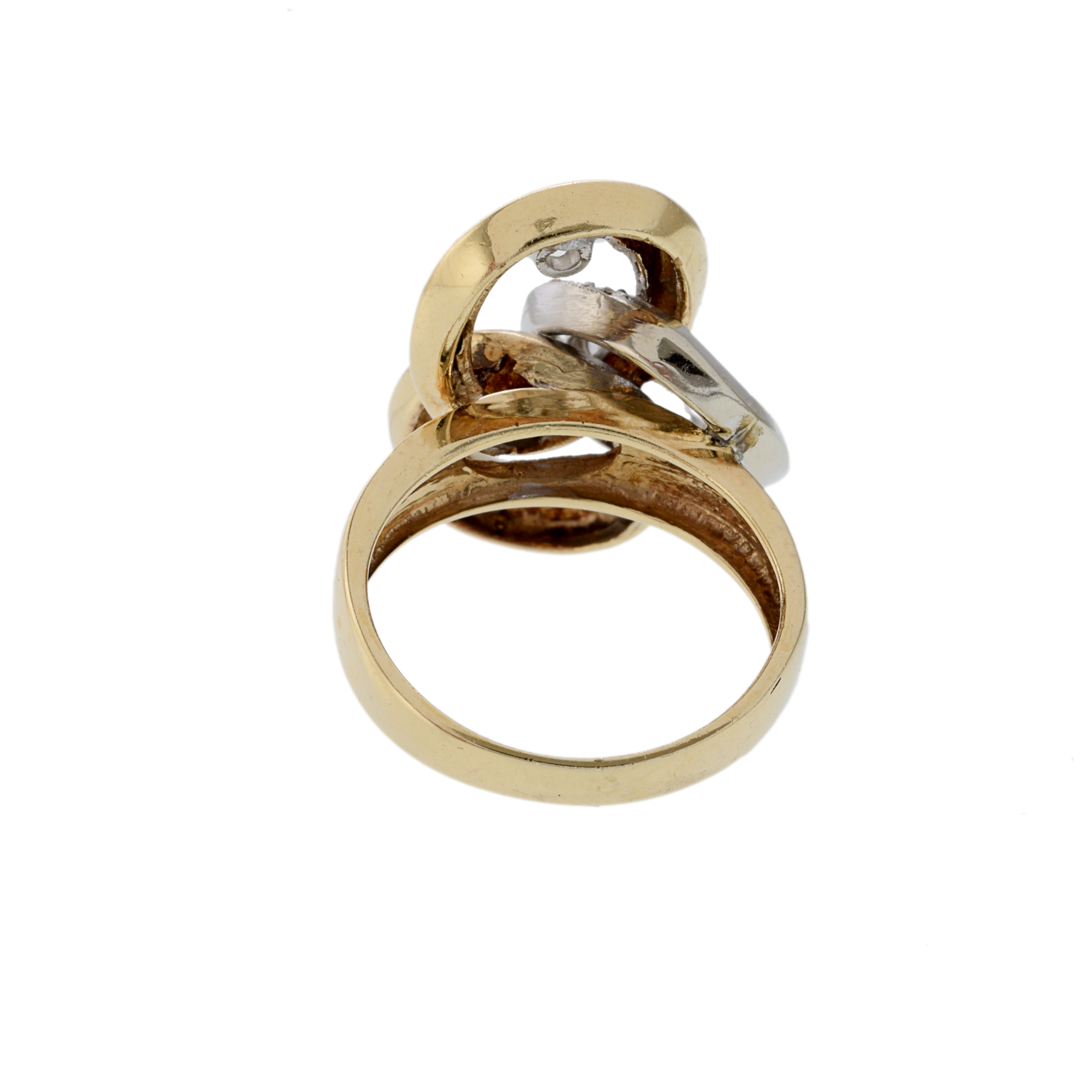 14KT Yellow and White Gold Retro Era Interlocking Diamond Ring