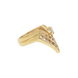 Vintage Retro Era 14KT Yellow Gold Chevron Design Diamond Ring