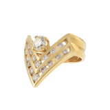 Vintage Retro Era 14KT Yellow Gold Chevron Design Diamond Ring