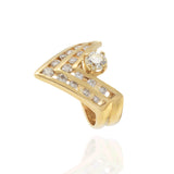 Vintage Retro Era 14KT Yellow Gold Chevron Design Diamond Ring