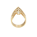 Vintage Retro Era 14KT Yellow Gold Chevron Design Diamond Ring