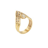 Vintage Retro Era 14KT Yellow Gold Chevron Design Diamond Ring