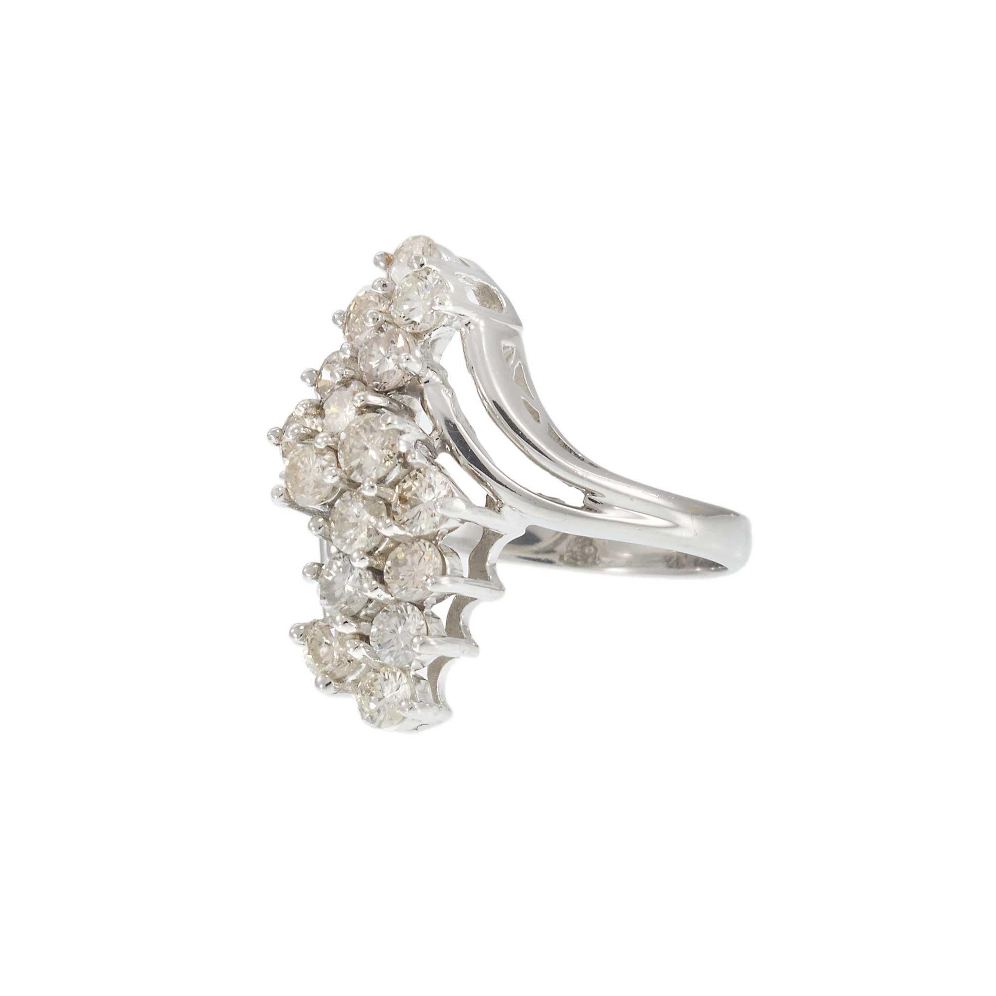 Retro Era 14KT White Gold Diamond Cluster Ring