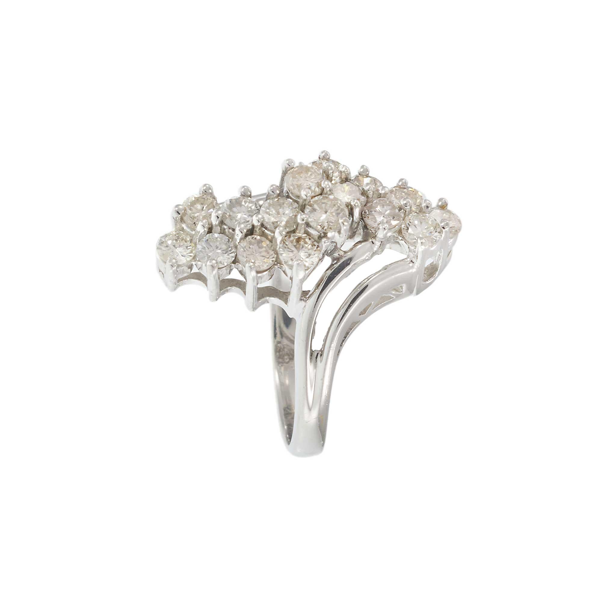Retro Era 14KT White Gold Diamond Cluster Ring