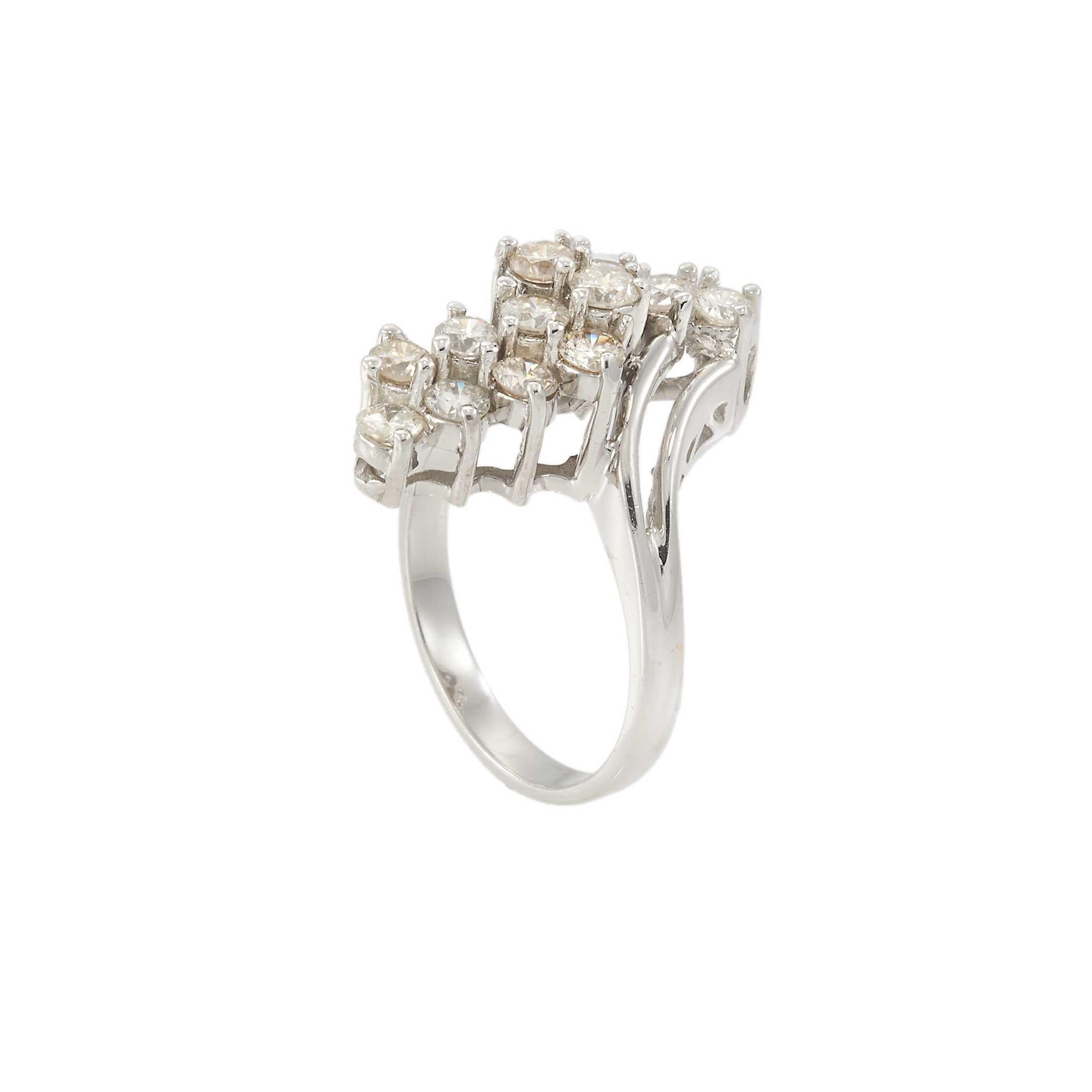 Retro Era 14KT White Gold Diamond Cluster Ring