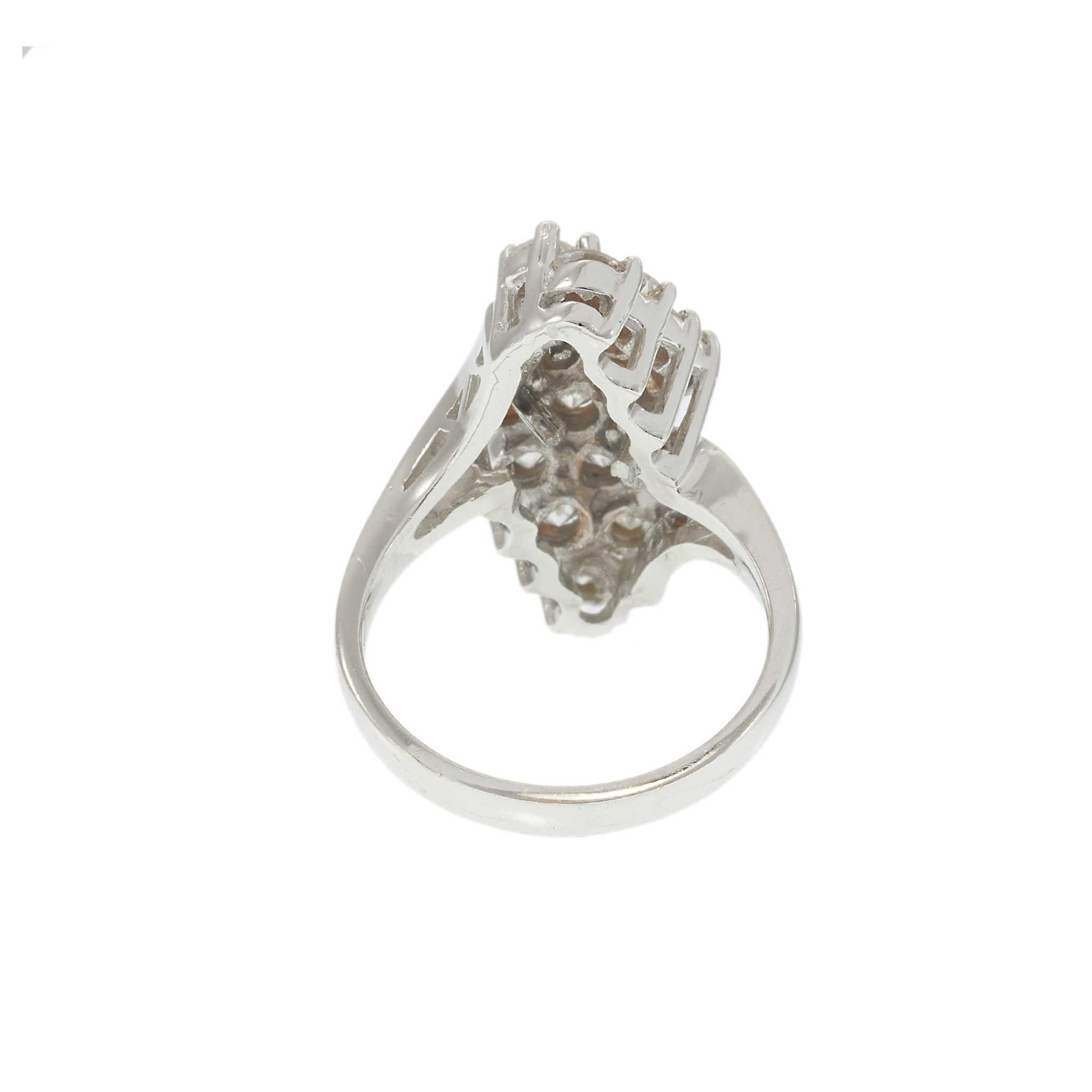 Retro Era 14KT White Gold Diamond Cluster Ring