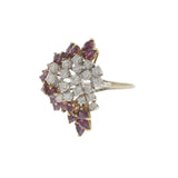 Vintage Retro Era 14KT Yellow Gold Ruby and Diamond Cluster Ring
