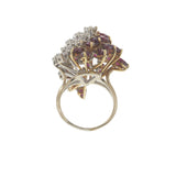 Vintage Retro Era 14KT Yellow Gold Ruby and Diamond Cluster Ring
