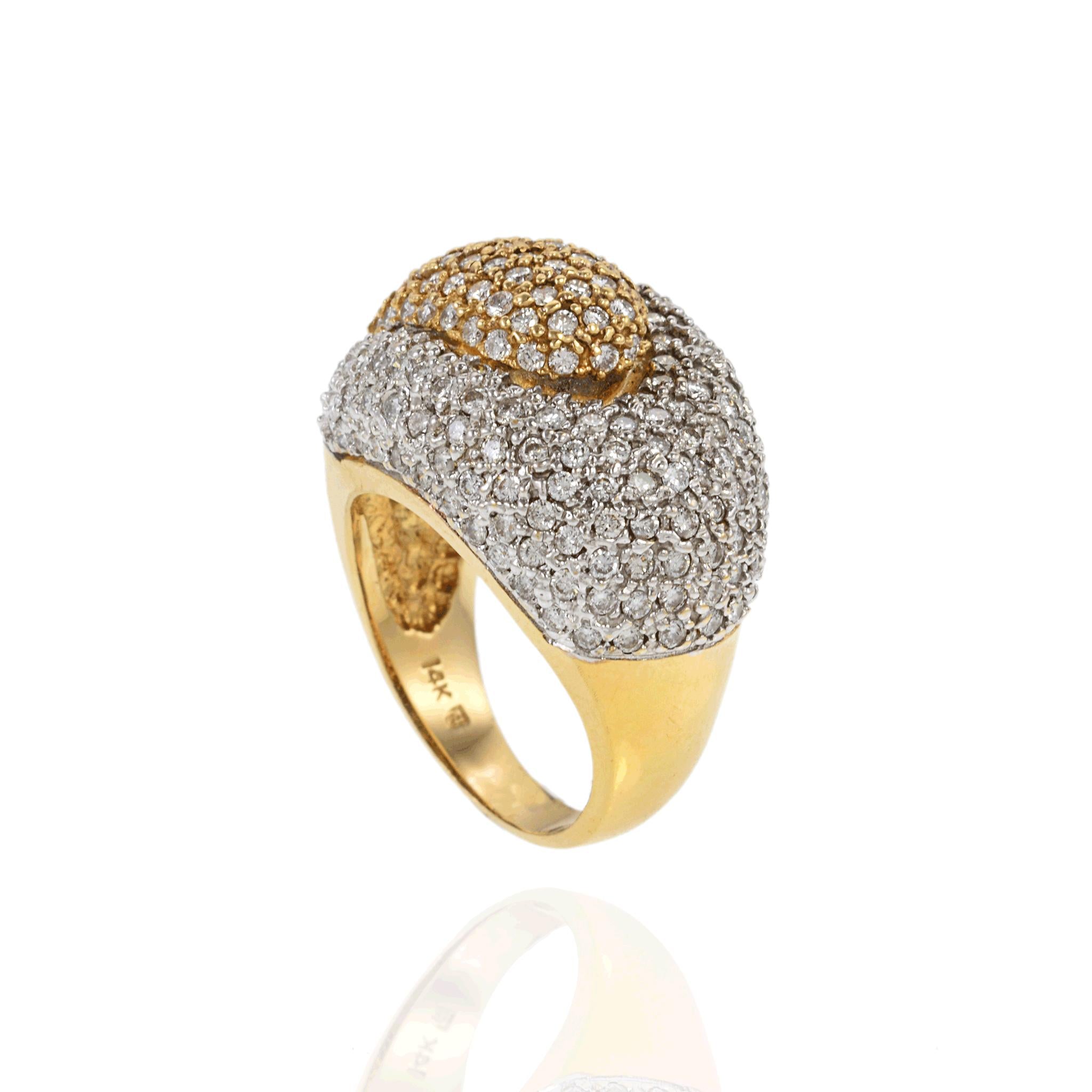 14KT Yellow Gold Pave Diamond Ring