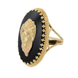 14KT Yellow Gold Retro Oval Versace-Style Ring