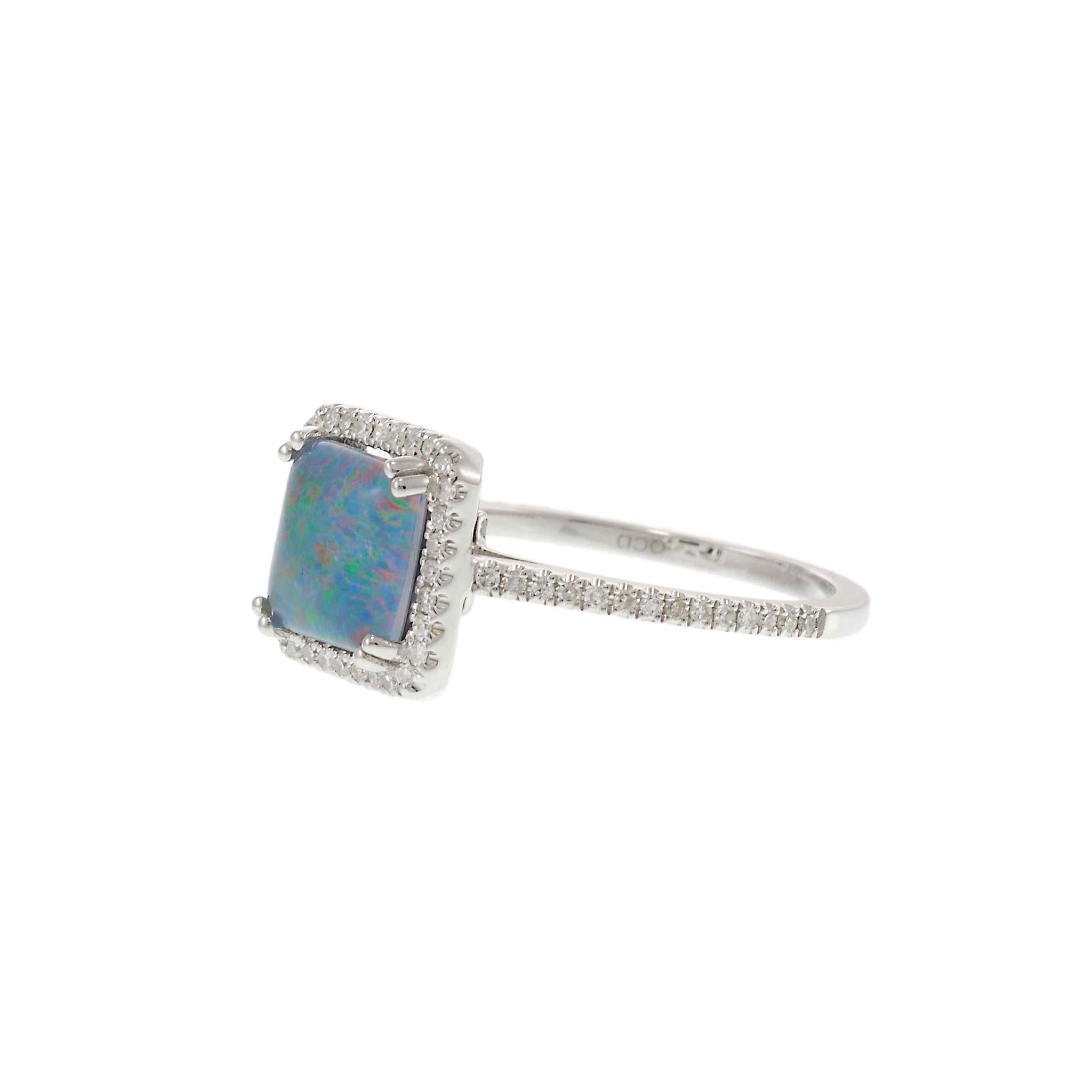 Opal & Diamond Ring in 14KT White Gold