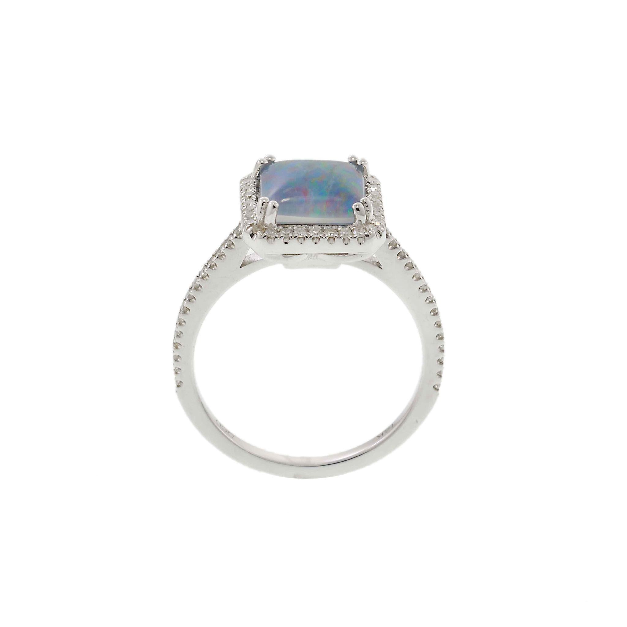 Opal & Diamond Ring in 14KT White Gold