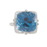London Blue Topaz and Diamond Ring in 14KT White Gold