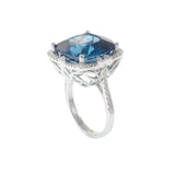 London Blue Topaz and Diamond Ring in 14KT White Gold