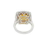 14KT White Gold Cushion Cut Citrine and Diamond Halo Ring
