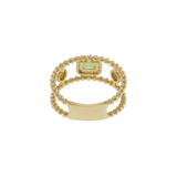 14KT Yellow Gold Green Tourmaline and Diamond Double Row Ring