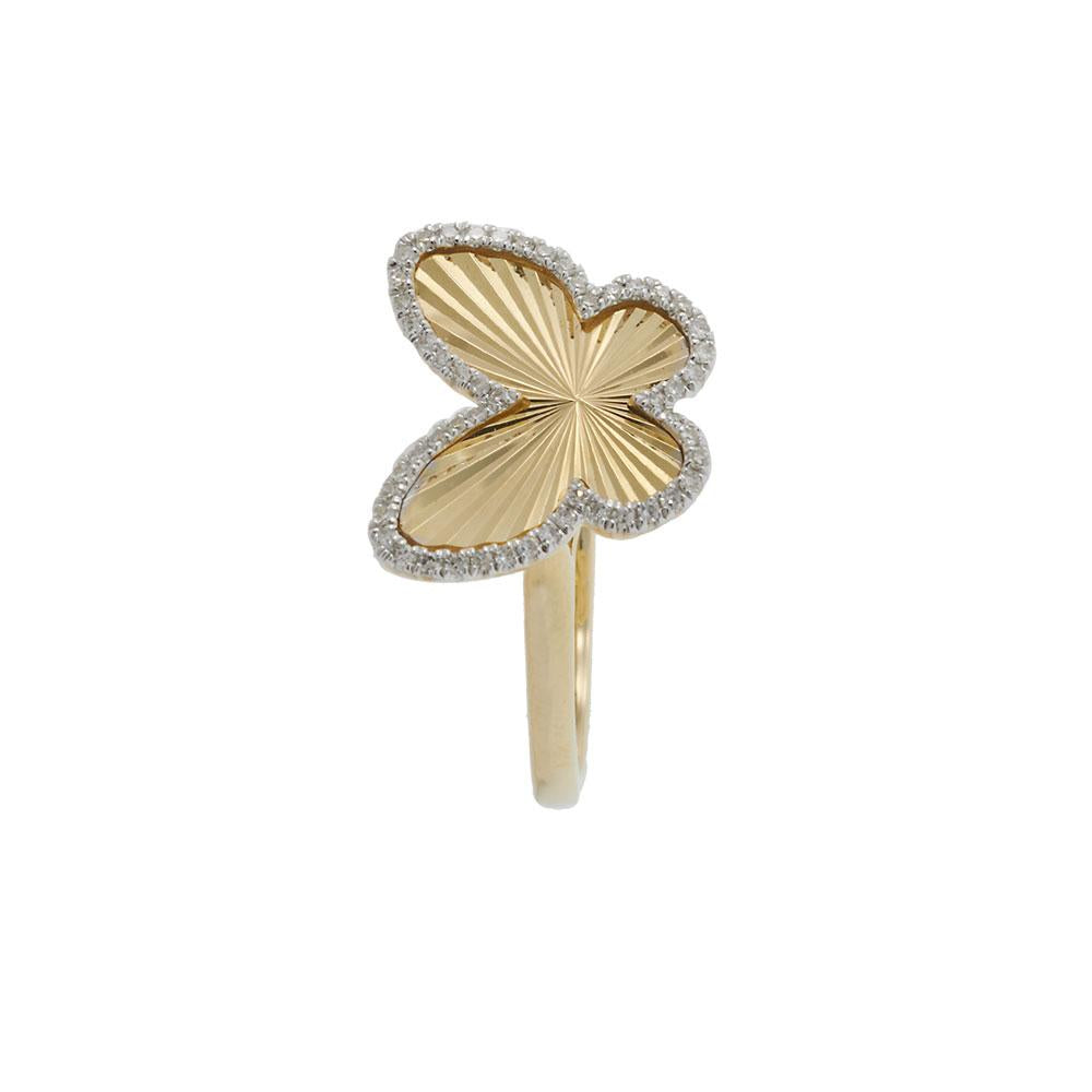 14KT Yellow Gold and Diamond Butterfly Ring