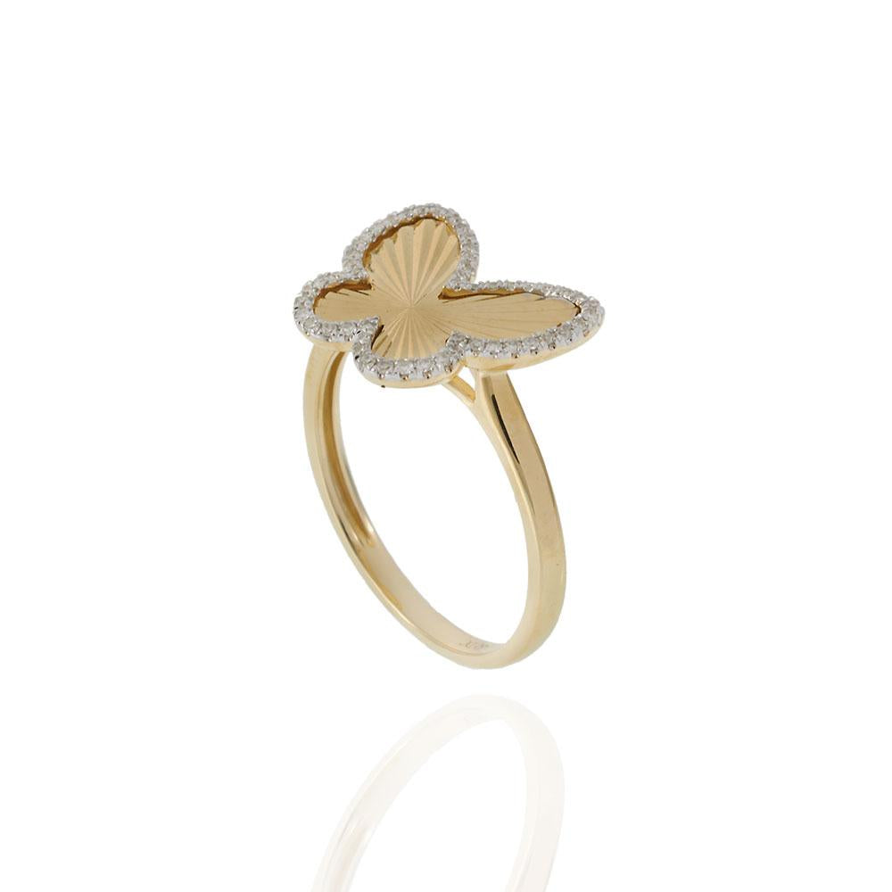14KT Yellow Gold and Diamond Butterfly Ring