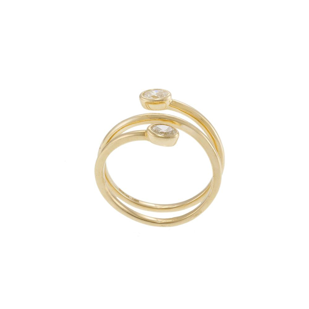 Finger Wrap Ring with Oval Diamonds in 14K Yellow Gold