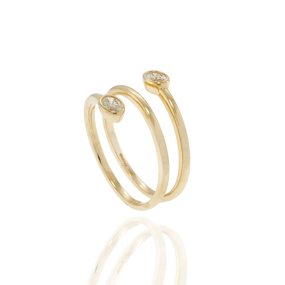 Finger Wrap Ring with Oval Diamonds in 14K Yellow Gold