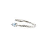 14KT White Gold Aquamarine and Diamond Finger Wrap Ring