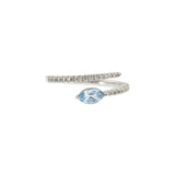 14KT White Gold Aquamarine and Diamond Finger Wrap Ring